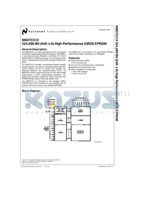 NM27C512N90 datasheet - 524,288-Bit (64K x 8) High Performance CMOS EPROM