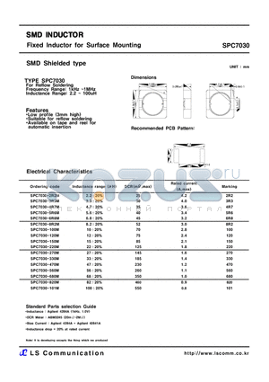 SPC7030-4R7M datasheet - Fixed Inductor for Surface Mounting