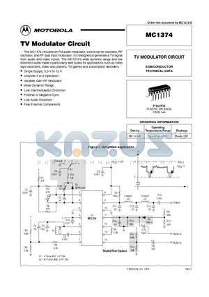 MC1374 datasheet - TV MODULATOR CIRCUIT