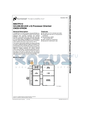 NM27P512N120 datasheet - 524,288-Bit (64K x 8) Processor Oriented CMOS EPROM