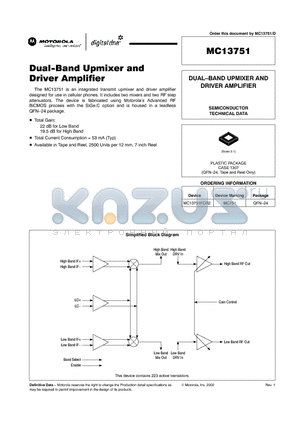 MC13751 datasheet - DUAL-BAND UPMIXER AND DRIVER AMPLIFIER