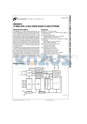 NM29N16 datasheet - 16 MBit (2M x 8 Bit) CMOS NAND FLASH E2PROM