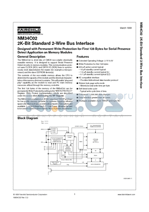 NM34C02 datasheet - 2K-Bit Standard 2-Wire Bus Interface