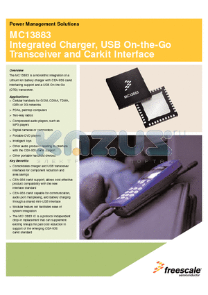 MC13883 datasheet - Integrated Charger, USB On-the-Go Transceiver and Carkit Interface