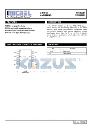 SY100EL04ZC datasheet - 2-INPUT AND/NAND