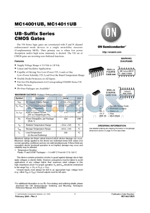 MC14001UBCP datasheet - UB-Suffix Series CMOS Gates