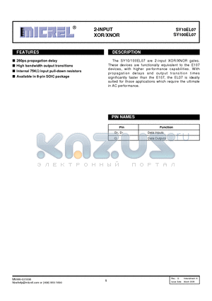 SY100EL07ZI datasheet - 2-INPUT XOR/XNOR