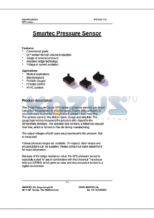 SPD015A datasheet - Smartec Pressure Sensor