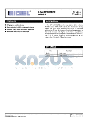 SY100EL12 datasheet - LOW-IMPEDANCE DRIVER