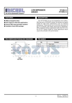 SY100EL12ZC datasheet - LOW-IMPEDANCE DRIVER