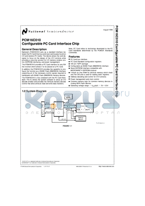 PCM16C010 datasheet - Configurable PC Card Interface Chip