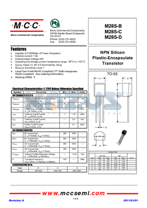 M28S-C datasheet - NPN Silicon Plastic-Encapsulate Transistor