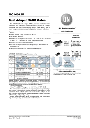 MC14012BDG datasheet - Dual 4-Input NAND Gates