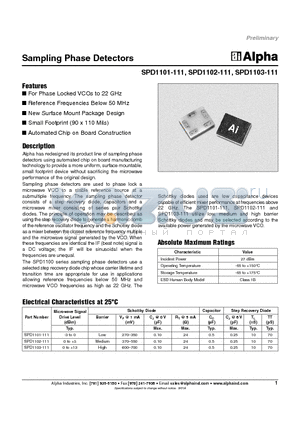 SPD1101-111 datasheet - Sampling Phase Detectors