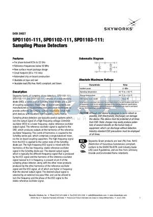 SPD1101-111 datasheet - Sampling Phase Detectors