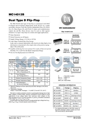 MC14013BCP datasheet - Dual Type D Flip-Flop