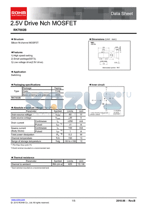 RK7002B datasheet - 2.5V Drive Nch MOSFET