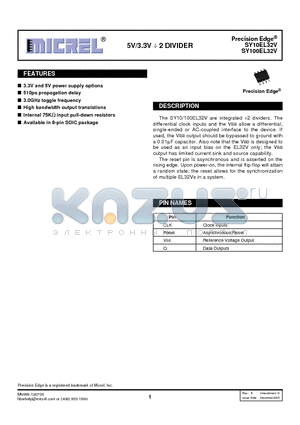 SY100EL32VZC datasheet - 5V/3.3V  2 DIVIDER