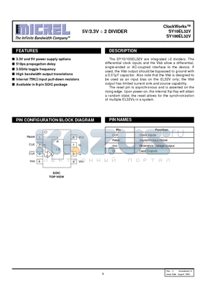 SY100EL32VZCTR datasheet - 5V/3.3V  2 DIVIDER