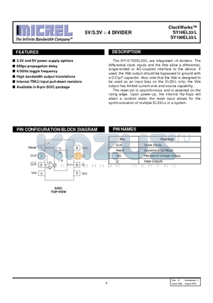 SY100EL33ZCTR datasheet - 5V/3.3V  4 DIVIDER