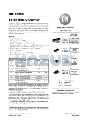 MC14020BD datasheet - 14−Bit Binary Counter