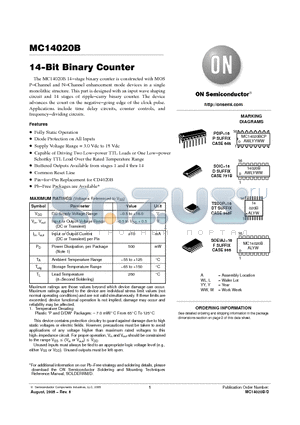 MC14020BDG datasheet - 14−Bit Binary Counter
