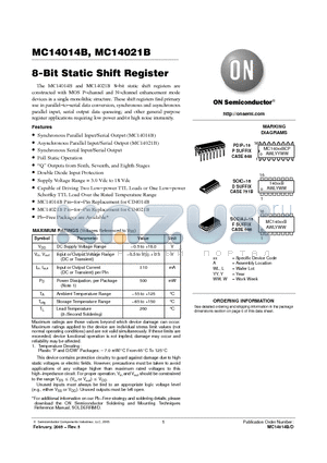 MC14021BCP datasheet - 8-Bit Static Shift Register