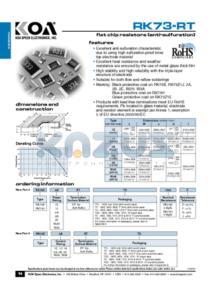 RK73B2BRTTPL datasheet - flat chip resistors (anti-sulfuration)