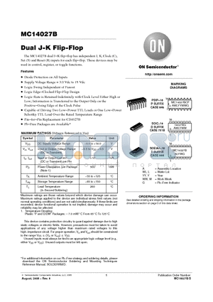 MC14027BCP datasheet - Dual J−K Flip−Flop