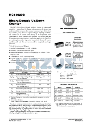 MC14029BCP datasheet - Binary/Decade Up/Down Counter