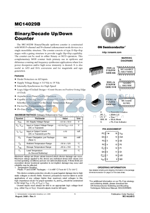 MC14029BDR2G datasheet - Binary/Decade Up/Down Counter