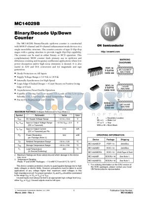 MC14029BFEL datasheet - Binary/Decade Up/Down Counter