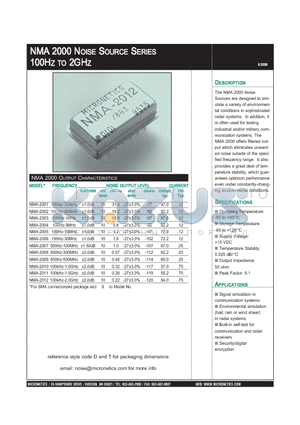 NMA-2002 datasheet - NMA 2000 NOISE SOURCE SERIES