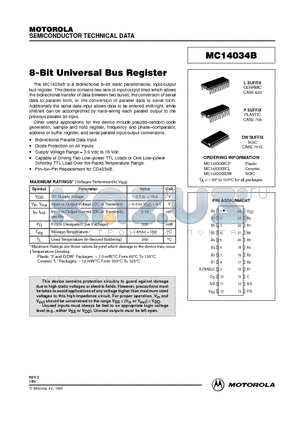 MC14034B datasheet - 8-Bit Universal Bus Register