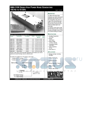 NMA-5109 datasheet - HIGH POWER NOISE GENERATORS 100 HZ TO 18 GHZ