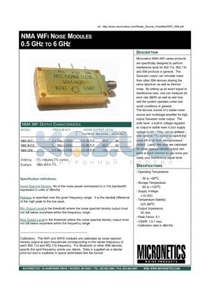 NMA-WIFI datasheet - NMA WIFI NOISE MODULES 0.5 GHZ TO 6 GHZ