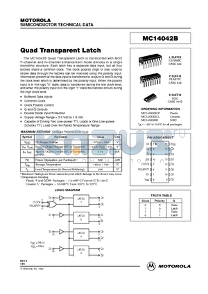 MC14042B datasheet - QUAD TRANSPARENT LATCH