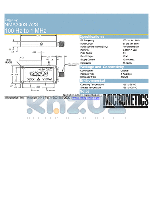 NMA2003-A2S datasheet - Legacy 100 Hz to 1 MHz