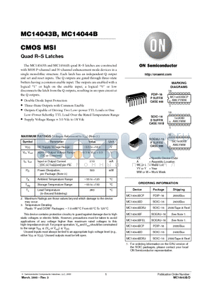 MC14043BDR2 datasheet - CMOS MSI(Quad R-S Latches)