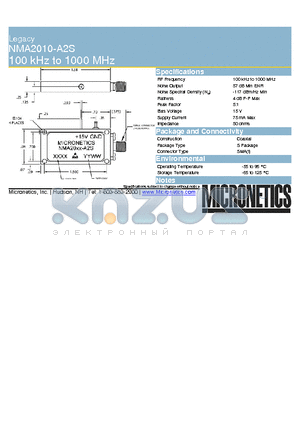 NMA2010-A2S datasheet - Legacy 100 kHz to 1000 MHz