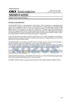 MSM51V4222C-30RD datasheet - 262,263-Word  4-Bit Field Memory