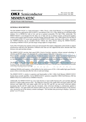 MSM51V4223C-30RA datasheet - 262,263-Word  4-Bit Field Memory