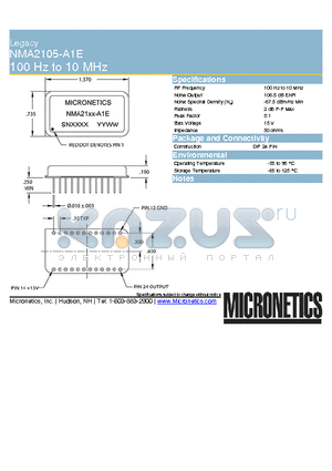 NMA2105-A1E datasheet - Legacy 100 Hz to 10 MHz