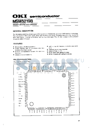 MSM5219B datasheet - 48-DIT STATIC LCD DRIVER