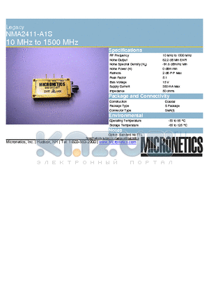 NMA2411-A1S datasheet - Legacy 10 MHz to 1500 MHz