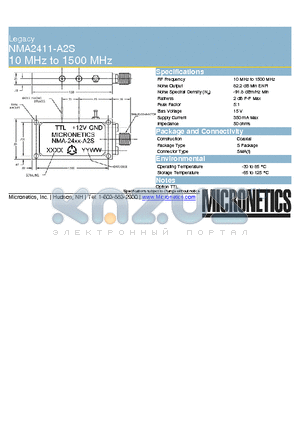 NMA2411-A2S datasheet - Legacy 10 MHz to 1500 MHz