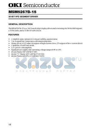 MSM5267B-15 datasheet - 33-BIT VFD SEGMENT DRIVER