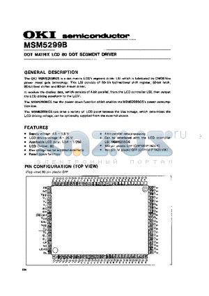 MSM5299B datasheet - DOT MATRIX LCD 80 DOT SEGMENT DRIVER