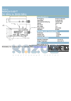 NMA2415-B1T datasheet - Legacy 30 MHz to 3000 MHz