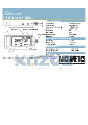 NMA2416-A1T datasheet - Legacy 7.8 GHz to 8.5 GHz